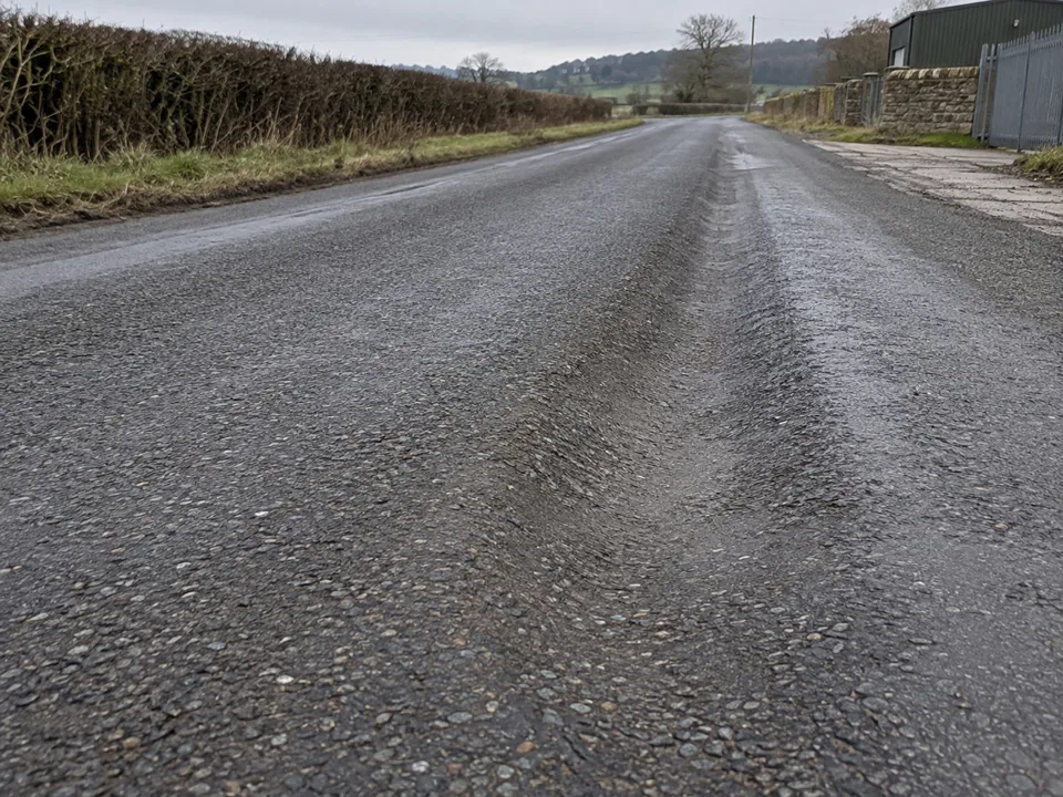 Illustrative example of wheel-path rutting in asphalt