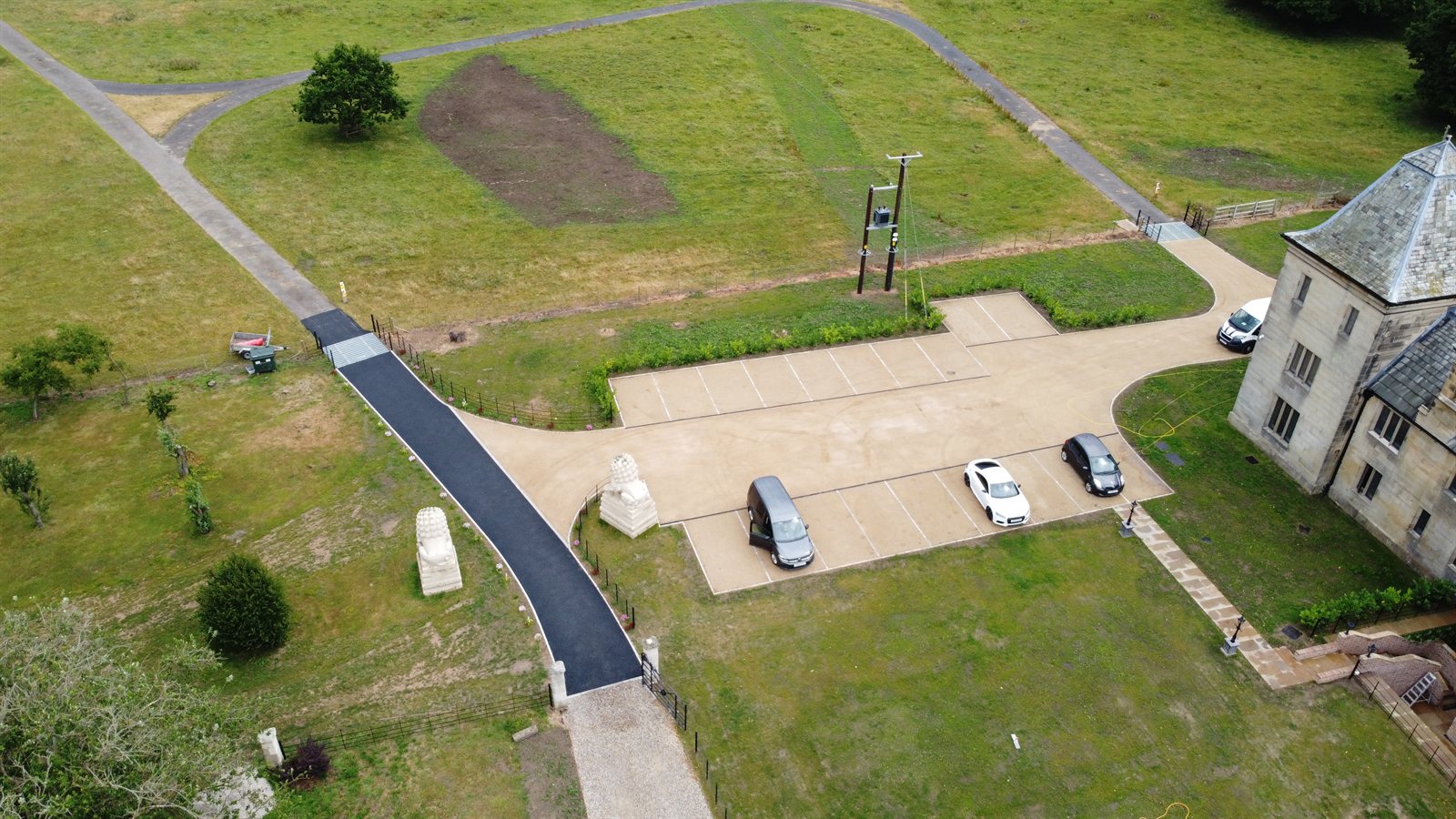 Aerial view of a large Atkinson Surfacing project